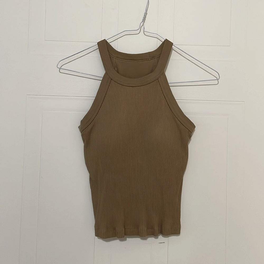 Beige-Tan tank top padded sports bra from UNIQLO size small *not cropped*